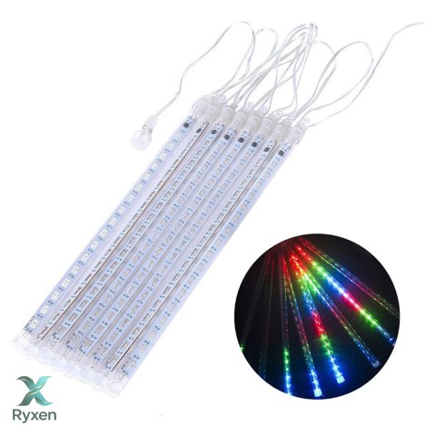 Solarne lampki LED Maclean, 2,4m długościi, 144 diody LED, 8 sopli RGB, tryb opadających sopli, bateria Li 800mAh, MCE412 Maclean