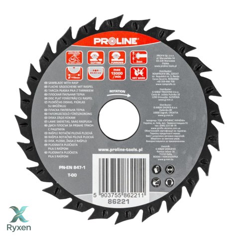 Tarcza płaska piła z tarnikiem grube zęby 115mm proline Proline