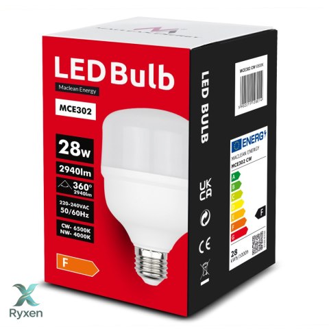 Żarówka LED Maclean, E27, 28W, 220-240V AC, neutralna biała, 4000K, 2940lm, MCE302 NW Maclean
