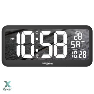 Zegar ścienny LED bardzo duży GreenBlue, temperatura, data, GB214 GreenBlue