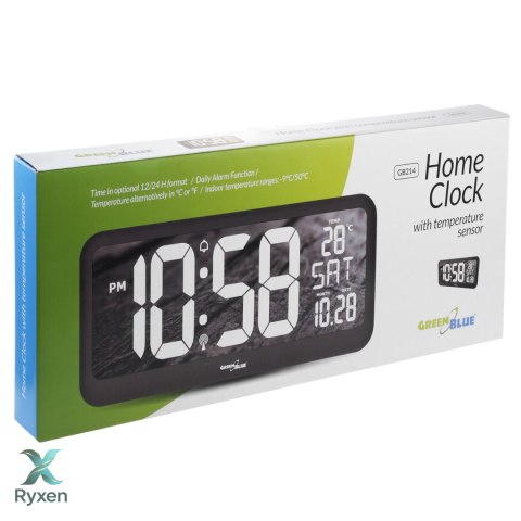 Zegar ścienny LED bardzo duży GreenBlue, temperatura, data, GB214 GreenBlue