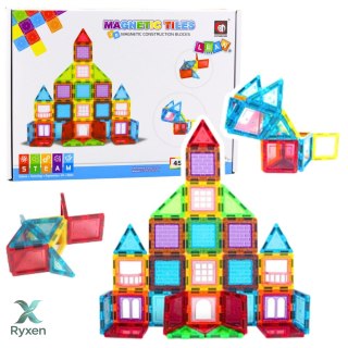 Klocki Magnetyczne 3D Układanka Konstrukcyjna Kolorowe 45 el. LEAN TOYS