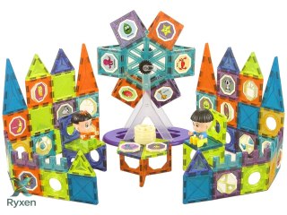 Klocki Magnetyczne Budowle 3D Diabelski Młyn 155 Elementów LEAN TOYS