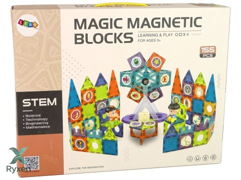 Klocki Magnetyczne Budowle 3D Diabelski Młyn 155 Elementów LEAN TOYS