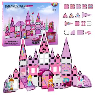 Klocki Magnetyczne Okienka Dla Dziewczynki Różowe 58 el. LEAN TOYS