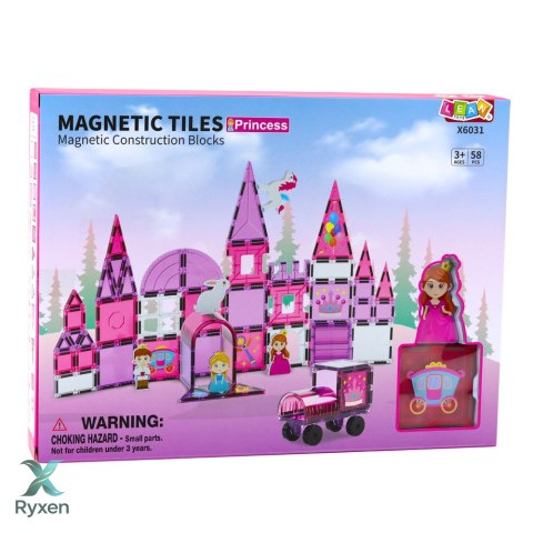 Klocki Magnetyczne Okienka Dla Dziewczynki Różowe 58 el. LEAN TOYS