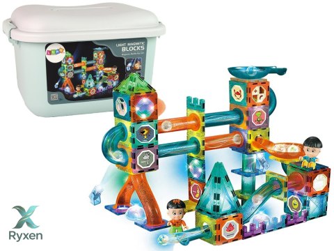 Świecąca Zjeżdżalnia Dla Kulek Klocki Magnetyczne W Pudełku 150 Elementów LEAN TOYS