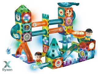 Świecąca Zjeżdżalnia Dla Kulek Klocki Magnetyczne W Pudełku 150 Elementów LEAN TOYS