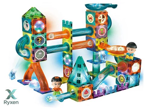 Świecąca Zjeżdżalnia Dla Kulek Klocki Magnetyczne W Pudełku 150 Elementów LEAN TOYS