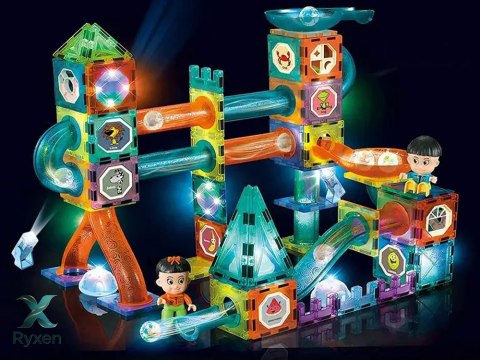 Świecąca Zjeżdżalnia Dla Kulek Klocki Magnetyczne W Pudełku 150 Elementów LEAN TOYS