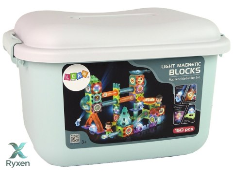 Świecąca Zjeżdżalnia Dla Kulek Klocki Magnetyczne W Pudełku 150 Elementów LEAN TOYS