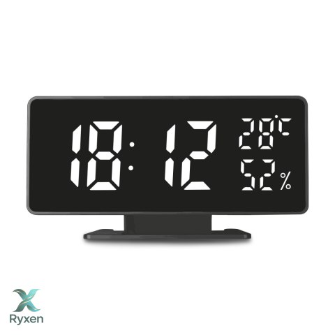 Zegar z alarmem i funkcją termometru, GreenBlue, higrometr, czarny, GB395 GreenBlue