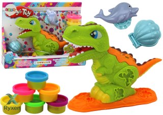 Zestaw Ciastoliny Dinozaur 6 Kolorów Formy Delfinek Muszelka LEAN TOYS