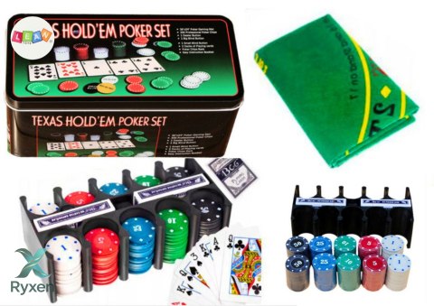 Zestaw Do Gry W Pokera 2 Talie Kart Żetony Plansza Do Gry LEAN TOYS