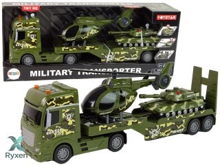 Zestaw Militarny Czołg Napęd Frykcyjny Helikopter Ciężarówka LEAN TOYS