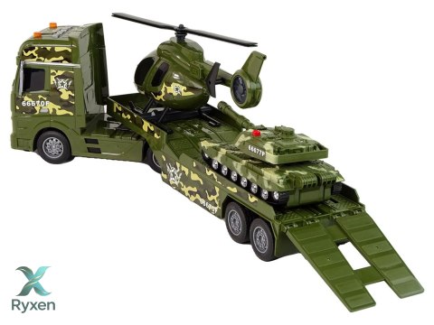 Zestaw Militarny Czołg Napęd Frykcyjny Helikopter Ciężarówka LEAN TOYS