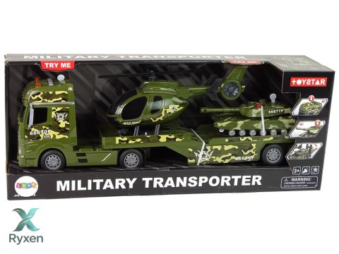 Zestaw Militarny Czołg Napęd Frykcyjny Helikopter Ciężarówka LEAN TOYS