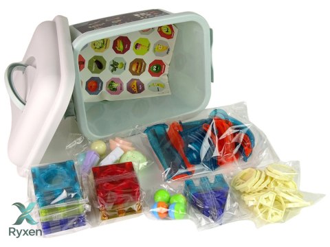 Zjeżdżalnia Dla Kulek Podświetlany Tor Klocki Magnetyczne 75 Elementów LEAN TOYS