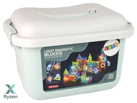 Zjeżdżalnia Dla Kulek Podświetlany Tor Klocki Magnetyczne 75 Elementów LEAN TOYS