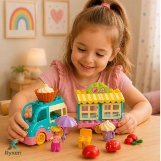 Auto Lodziarnia Z Napędem Figurka Dziewczynki Desery Klocki Zestaw LEAN TOYS