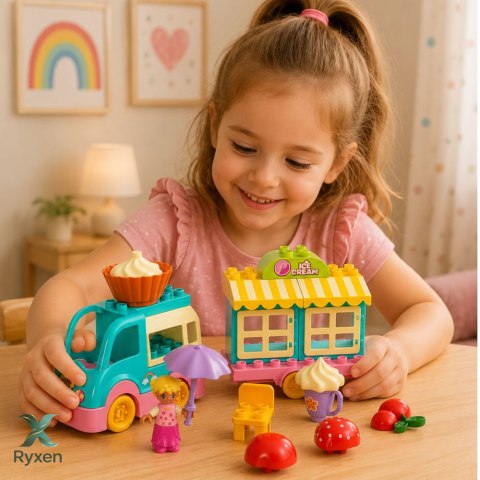 Auto Lodziarnia Z Napędem Figurka Dziewczynki Desery Klocki Zestaw LEAN TOYS