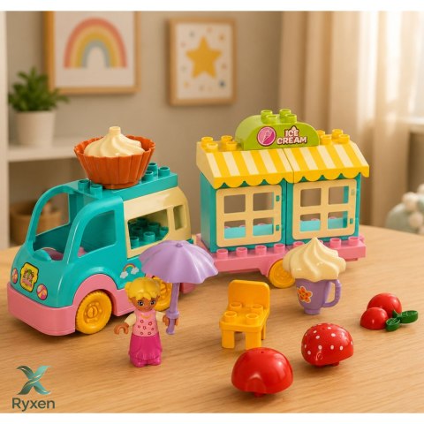 Auto Lodziarnia Z Napędem Figurka Dziewczynki Desery Klocki Zestaw LEAN TOYS