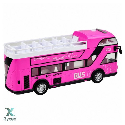 Autobus Miejski Piętrowy Otwierane Drzwi Światła Dźwięki Różowy LEAN TOYS