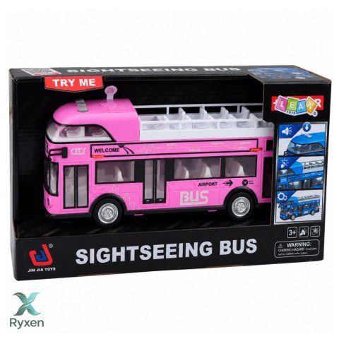 Autobus Miejski Piętrowy Otwierane Drzwi Światła Dźwięki Różowy LEAN TOYS