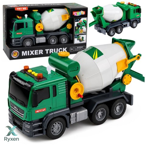 Ciężarówka Betoniarka Z Obrotowym Bębnem Światła Dźwięki Zielona LEAN TOYS