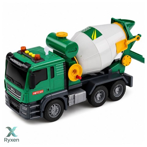 Ciężarówka Betoniarka Z Obrotowym Bębnem Światła Dźwięki Zielona LEAN TOYS
