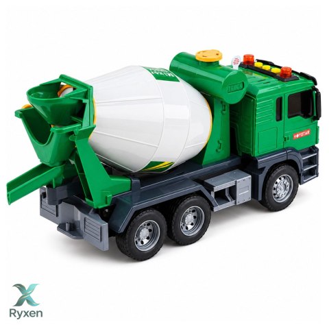 Ciężarówka Betoniarka Z Obrotowym Bębnem Światła Dźwięki Zielona LEAN TOYS