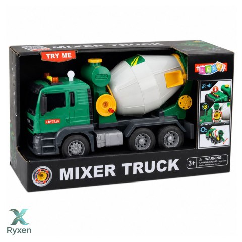 Ciężarówka Betoniarka Z Obrotowym Bębnem Światła Dźwięki Zielona LEAN TOYS
