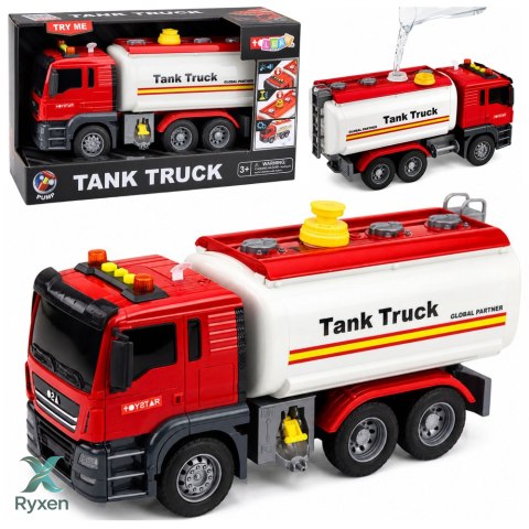 Ciężarówka Cysterna System Wodny Lanie Wody Z Węża Światła Dźwięki Czerwona LEAN TOYS