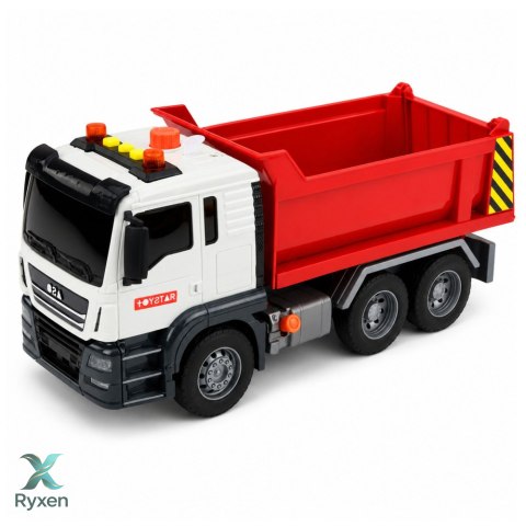 Ciężarówka Wywrotka Podnoszona Skrzynia Otwierana Światła Dźwięki Czerwona LEAN TOYS