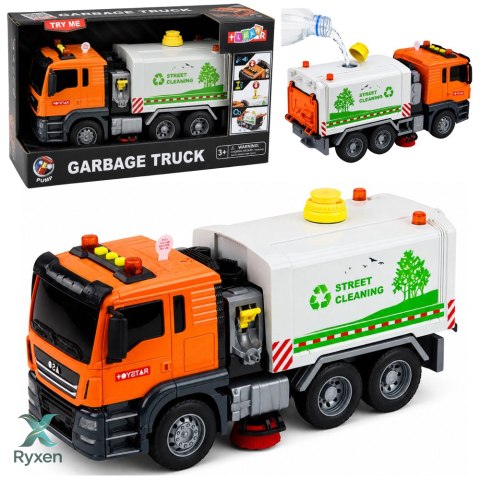 Ciężarówka Zamiatarka Uliczna System Wodny Lanie Wody Z Węża Światła Dźwięk LEAN TOYS