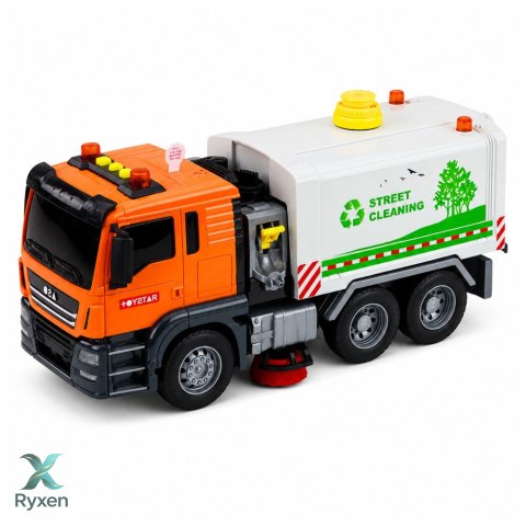 Ciężarówka Zamiatarka Uliczna System Wodny Lanie Wody Z Węża Światła Dźwięk LEAN TOYS