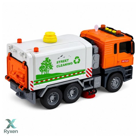 Ciężarówka Zamiatarka Uliczna System Wodny Lanie Wody Z Węża Światła Dźwięk LEAN TOYS