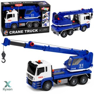 Ciężarówka z Dźwigiem Budowlanym Regulowany Światła Dźwięki Niebieska LEAN TOYS