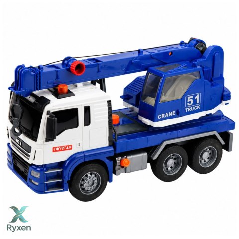 Ciężarówka z Dźwigiem Budowlanym Regulowany Światła Dźwięki Niebieska LEAN TOYS