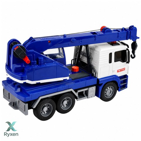 Ciężarówka z Dźwigiem Budowlanym Regulowany Światła Dźwięki Niebieska LEAN TOYS