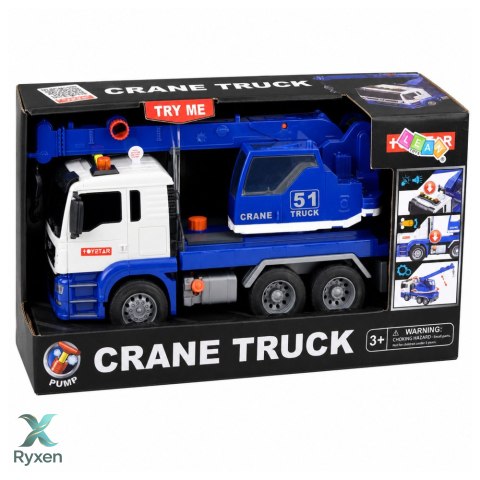 Ciężarówka z Dźwigiem Budowlanym Regulowany Światła Dźwięki Niebieska LEAN TOYS