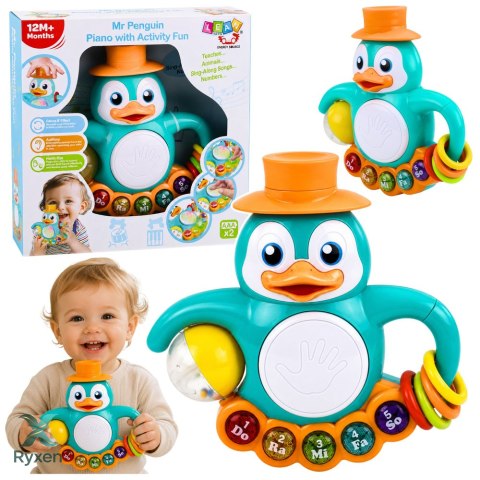 Interaktywna Zabawka Pingwin Pianinko Bębenek Koraliki Grzechocząca Kulka LEAN TOYS