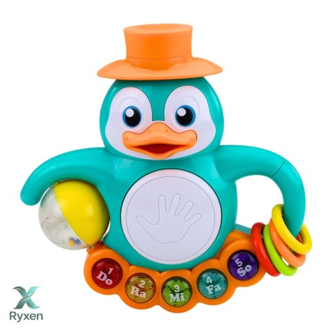 Interaktywna Zabawka Pingwin Pianinko Bębenek Koraliki Grzechocząca Kulka LEAN TOYS