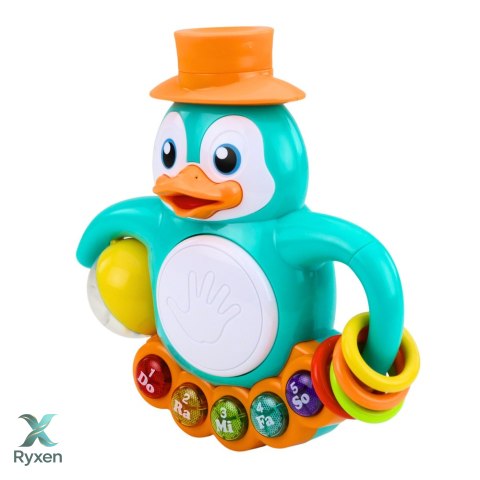 Interaktywna Zabawka Pingwin Pianinko Bębenek Koraliki Grzechocząca Kulka LEAN TOYS
