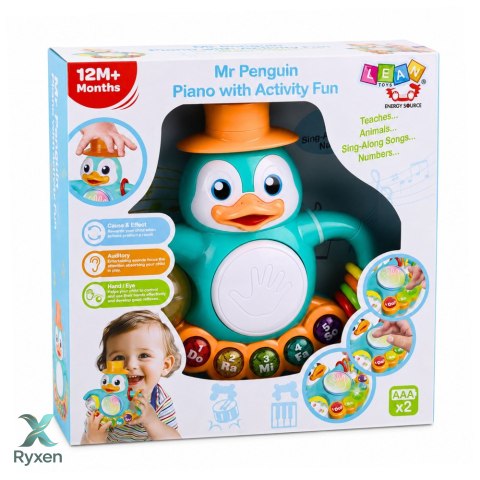 Interaktywna Zabawka Pingwin Pianinko Bębenek Koraliki Grzechocząca Kulka LEAN TOYS