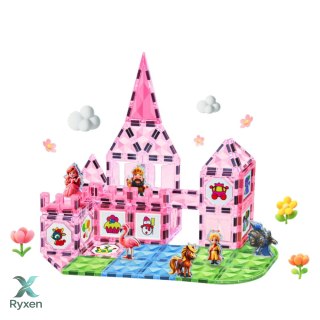 Klocki Magnetyczne Z Figurkami Farby Karty Do Malowania Różowe 80 el. LEAN TOYS