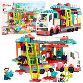 Rozkładany Kamper Klocki Konstrukcyjne Figurki Światła Dźwięki 98 el. LEAN TOYS