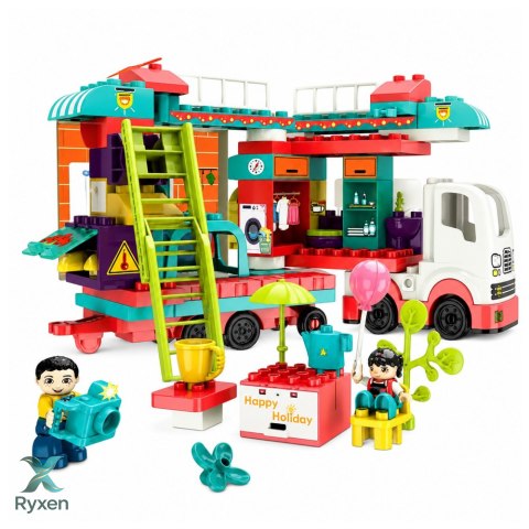 Rozkładany Kamper Klocki Konstrukcyjne Figurki Światła Dźwięki 98 el. LEAN TOYS