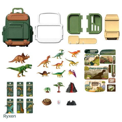 Zestaw Dinozaury W Plecaku Walizce Figurki Karty Edukacyjne Akcesoria 30 el. LEAN TOYS