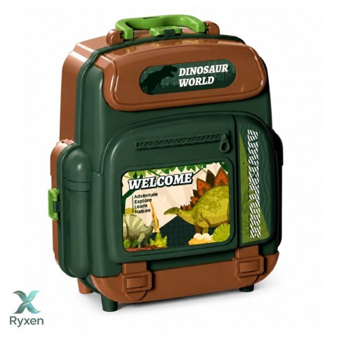 Zestaw Dinozaury W Plecaku Walizce Figurki Karty Edukacyjne Akcesoria 30 el. LEAN TOYS